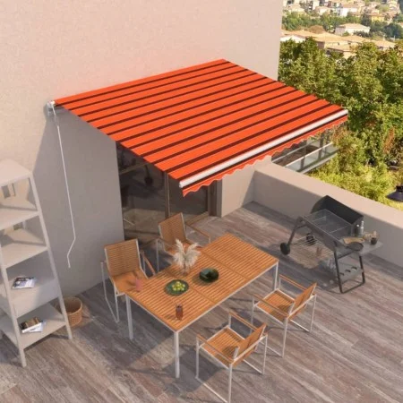 Orange and brown automatic retractable awning 450x350 cm by , Awnings - Ref: Foro24-3069010, Price: 581,82 €, Discount: %
