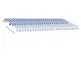 Manual retractable awning with blue and white LED 400x300 cm by , Awnings - Ref: Foro24-3069541, Price: 491,04 €, Discount: %