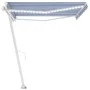 Manual retractable awning with blue and white LED 400x300 cm by , Awnings - Ref: Foro24-3069541, Price: 491,04 €, Discount: %
