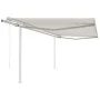 Automatic retractable awning with cream poles 4.5x3.5 m by , Awnings - Ref: Foro24-3070047, Price: 638,38 €, Discount: %