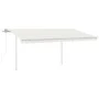 Automatic retractable awning with cream poles 4.5x3.5 m by , Awnings - Ref: Foro24-3070047, Price: 638,38 €, Discount: %