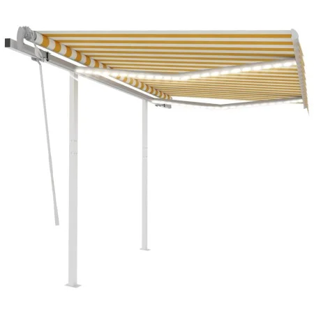 Manual retractable awning with yellow and white LED light 3x2.5 m by , Awnings - Ref: Foro24-3069903, Price: 352,86 €, Discou...