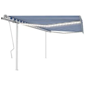Manuell einziehbare Markise mit blauem und weißem LED-Licht, 4 x 3 m von , Markisen - Ref: Foro24-3069941, Preis: 460,93 €, R...