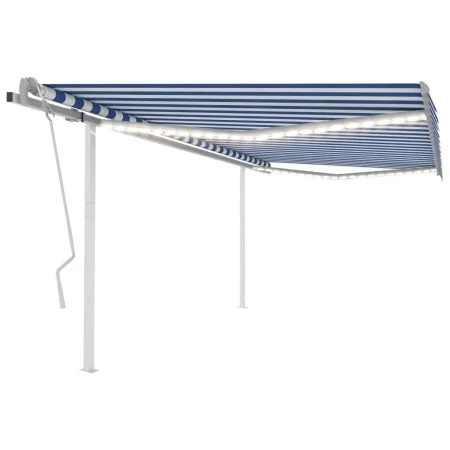 Manuell einziehbare Markise mit blauem und weißem LED-Licht, 4 x 3 m von , Markisen - Ref: Foro24-3069941, Preis: 460,93 €, R...