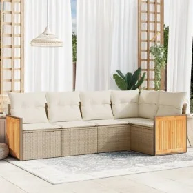 Juego de sofás jardín con cojines 5 pzas ratán sintético beige de , Conjuntos de jardín - Ref: Foro24-3260028, Precio: 380,88...