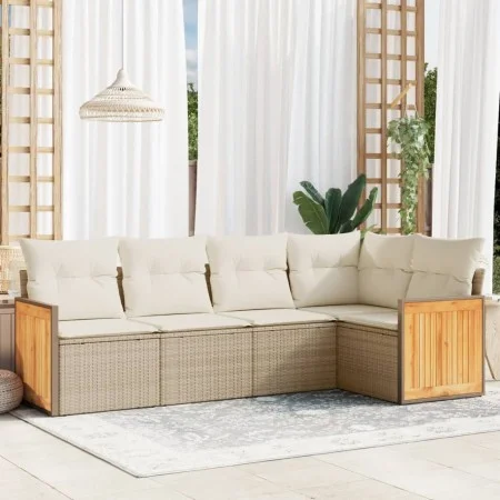 Garden sofa set with cushions 5 pieces beige synthetic rattan by , Garden sets - Ref: Foro24-3260028, Price: 380,88 €, Discou...