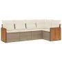 Garden sofa set with cushions 5 pieces beige synthetic rattan by , Garden sets - Ref: Foro24-3260028, Price: 380,88 €, Discou...