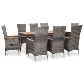Garden dining set 9 pieces and gray synthetic rattan cushions by vidaXL, Garden sets - Ref: Foro24-46041, Price: 923,28 €, Di...