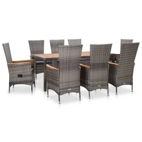 Garten-Essgruppe 9-teilig und graue synthetische Rattankissen von vidaXL, Gartensets - Ref: Foro24-46041, Preis: 845,40 €, Ra...