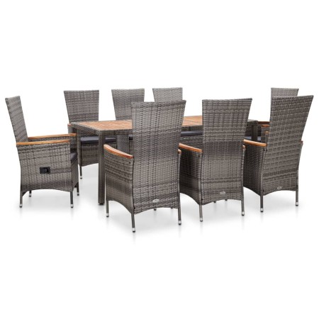 Garten-Essgruppe 9-teilig und graue synthetische Rattankissen von vidaXL, Gartensets - Ref: Foro24-46041, Preis: 923,00 €, Ra...