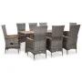 Garden dining set 9 pieces and gray synthetic rattan cushions by vidaXL, Garden sets - Ref: Foro24-46041, Price: 845,40 €, Di...