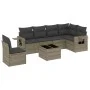 7-piece garden sofa set with gray PE rattan cushions by , Garden sets - Ref: Foro24-3252577, Price: 440,52 €, Discount: %