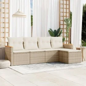 Garden sofa set with cushions 5 pieces beige synthetic rattan by , Garden sets - Ref: Foro24-3258320, Price: 357,31 €, Discou...