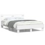 Bed frame with headboard and white LED lights 120x190 cm by , Beds and slatted bases - Ref: Foro24-3207574, Price: 177,58 €, ...