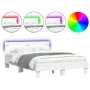 Bed frame with headboard and white LED lights 120x190 cm by , Beds and slatted bases - Ref: Foro24-3207574, Price: 173,56 €, ...