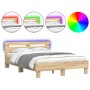 Sonoma oak bed frame with headboard and LED lights 120x190 cm by , Beds and slatted bases - Ref: Foro24-3207576, Price: 146,3...