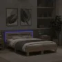 Sonoma oak bed frame with headboard and LED lights 120x190 cm by , Beds and slatted bases - Ref: Foro24-3207576, Price: 144,1...
