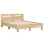 Sonoma oak bed frame with headboard and LED lights 120x190 cm by , Beds and slatted bases - Ref: Foro24-3207576, Price: 144,1...