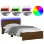 Estructura de cama cabecero luces LED roble marrón 100x200 cm de , Camas y somieres - Ref: Foro24-838805, Precio: 125,92 €, D...