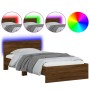 Estructura de cama cabecero luces LED roble marrón 100x200 cm de , Camas y somieres - Ref: Foro24-838805, Precio: 125,92 €, D...