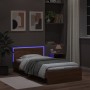Estructura de cama cabecero luces LED roble marrón 100x200 cm de , Camas y somieres - Ref: Foro24-838805, Precio: 125,92 €, D...