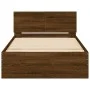 Estructura de cama cabecero luces LED roble marrón 100x200 cm de , Camas y somieres - Ref: Foro24-838805, Precio: 125,92 €, D...