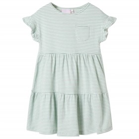 Vestido infantil de mangas con volantes verde menta 92