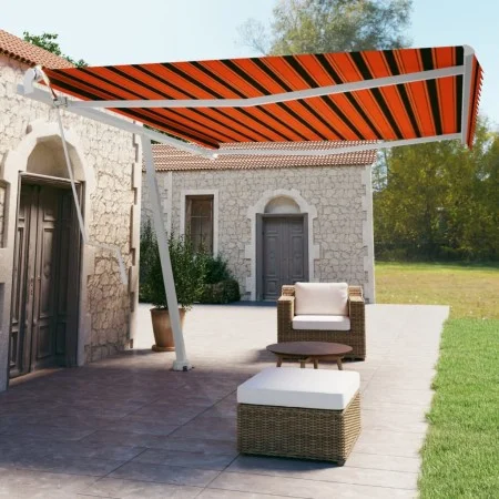 Automatic freestanding awning in orange and brown, 450x350 cm. by , Awnings - Ref: Foro24-3069650, Price: 673,22 €, Discount: %