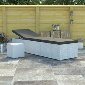 Garden sun lounger with white synthetic rattan cushion and table by vidaXL, Loungers - Ref: Foro24-46229, Price: 158,53 €, Di...