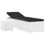 Garden sun lounger with white synthetic rattan cushion and table by vidaXL, Loungers - Ref: Foro24-46229, Price: 158,53 €, Di...