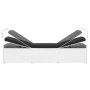 Garden sun lounger with white synthetic rattan cushion and table by vidaXL, Loungers - Ref: Foro24-46229, Price: 158,53 €, Di...