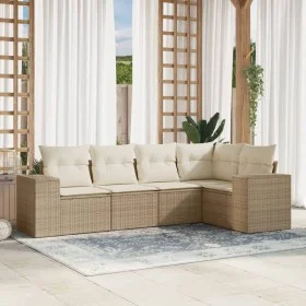 Set Gartensofas mit Kissen 5 Stück synthetisches Rattan beige von , Gartensets - Ref: Foro24-3254865, Preis: 416,42 €, Rabatt: %