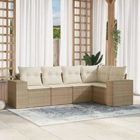 Garden sofa set with 5-piece synthetic rattan beige cushions by , Garden sets - Ref: Foro24-3254865, Price: 416,42 €, Discoun...