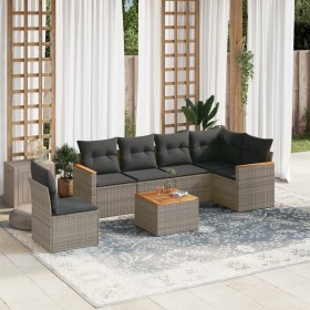 7-piece garden sofa set with gray PE rattan cushions by , Garden sets - Ref: Foro24-3258427, Price: 416,94 €, Discount: %