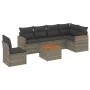 7-piece garden sofa set with gray PE rattan cushions by , Garden sets - Ref: Foro24-3258427, Price: 412,09 €, Discount: %