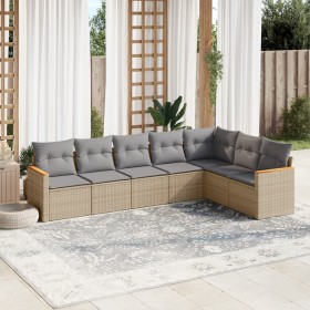 Set of 7-piece garden sofas and beige synthetic rattan cushions by , Garden sets - Ref: Foro24-3258433, Price: 469,69 €, Disc...
