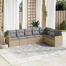 7-teiliges Gartensofa-Set und beigefarbene synthetische Rattankissen von , Gartensets - Ref: Foro24-3258433, Preis: 457,08 €,...