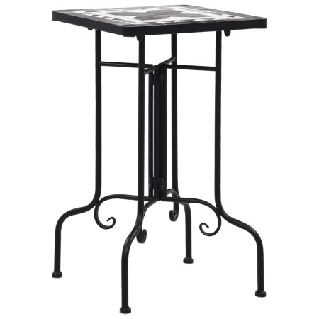 Mesa auxiliar de mosaico cerámica negro y blanco