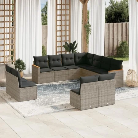 11-piece garden sofa set and gray synthetic rattan cushions by , Garden sets - Ref: Foro24-3258490, Price: 640,04 €, Discount: %