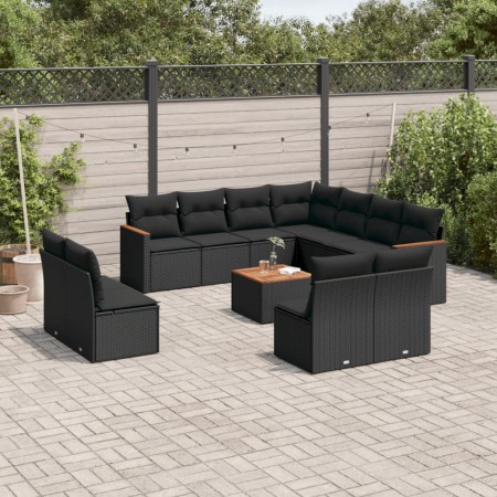 Set Gartensofas 12 Stück Kissen synthetisches Rattan schwarz von , Gartensets - Ref: Foro24-3258492, Preis: 712,27 €, Rabatt: %