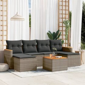 7-piece garden sofa set with gray PE rattan cushions by , Garden sets - Ref: Foro24-3258630, Price: 384,95 €, Discount: %