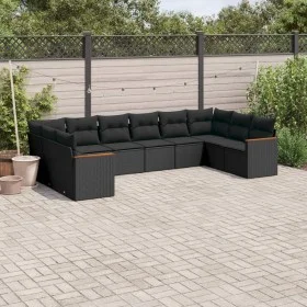 Set Gartensofas 10 Stück Kissen synthetisches Rattan schwarz von , Gartensets - Ref: Foro24-3258723, Preis: 623,19 €, Rabatt: %