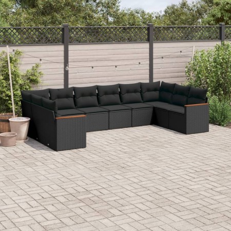 Set Gartensofas 10 Stück Kissen synthetisches Rattan schwarz von , Gartensets - Ref: Foro24-3258723, Preis: 645,67 €, Rabatt: %