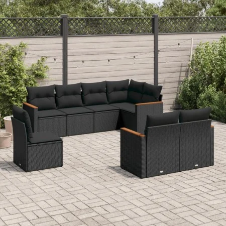 8-teiliges Gartensofa-Set und schwarze synthetische Rattankissen von , Gartensets - Ref: Foro24-3258562, Preis: 564,10 €, Rab...