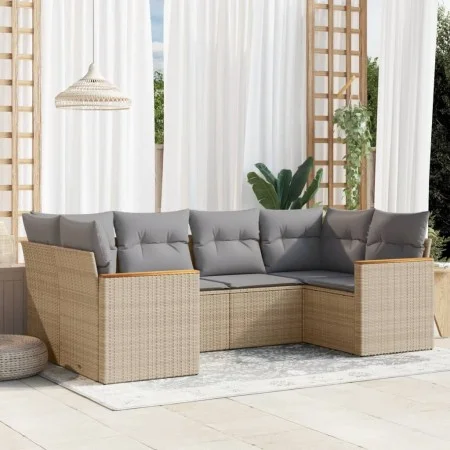 Garden sofa set with 6-piece synthetic rattan beige cushions by , Garden sets - Ref: Foro24-3258664, Price: 430,20 €, Discoun...