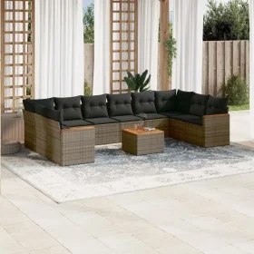 Set de sofás de jardín 11 pzas y cojines ratán sintético gris de , Conjuntos de jardín - Ref: Foro24-3258735, Precio: 642,74 ...