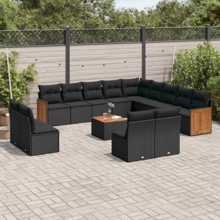 Set mit 14 Gartensofas mit schwarzen Kissen aus synthetischem Rattan von , Gartensets - Ref: Foro24-3260571, Preis: 836,56 €,...