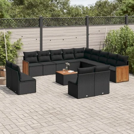 Set mit 14 Gartensofas mit schwarzen Kissen aus synthetischem Rattan von , Gartensets - Ref: Foro24-3260571, Preis: 827,49 €,...