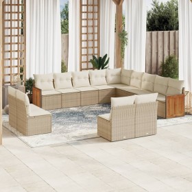 Set sofás de jardín con cojines 13 pzas ratán sintético beige de , Conjuntos de jardín - Ref: Foro24-3260567, Precio: 853,50 ...