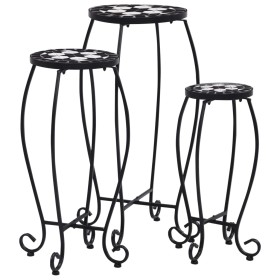 Mosaic tables 3 units black and white ceramic by vidaXL, Pot stands - Ref: Foro24-46703, Price: 88,21 €, Discount: %